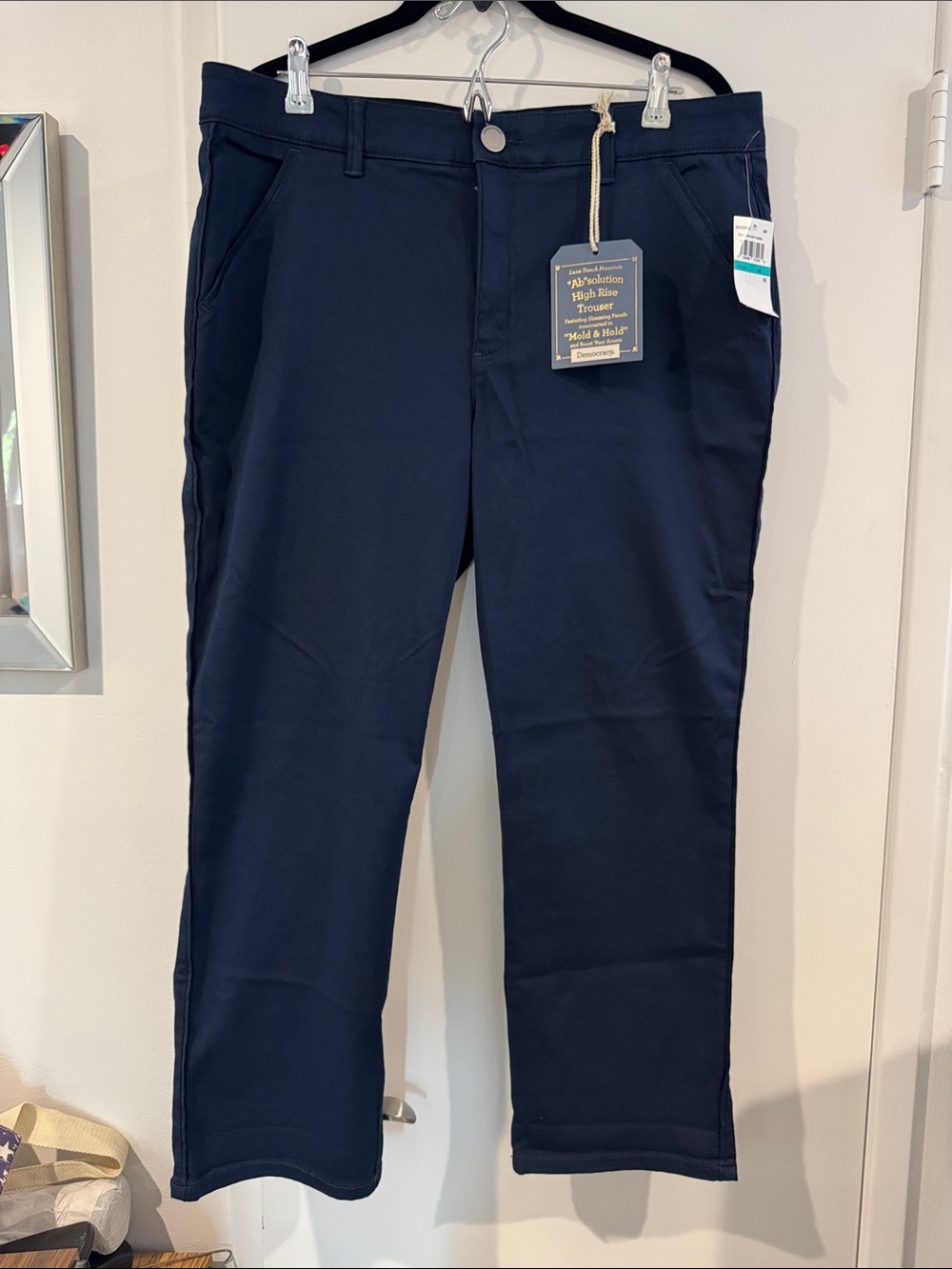 BNWT Womens Democracy High-Rise Navy Twill Chino Trousers 16